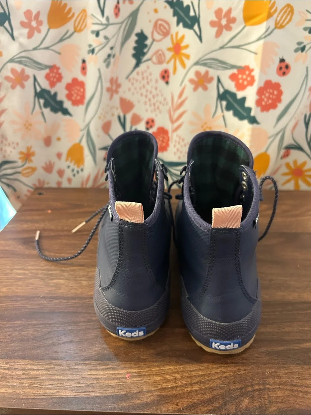 Keds Scout Splash Rain Boots Navy Pink Women’s US 9 Water Resistant Flannel